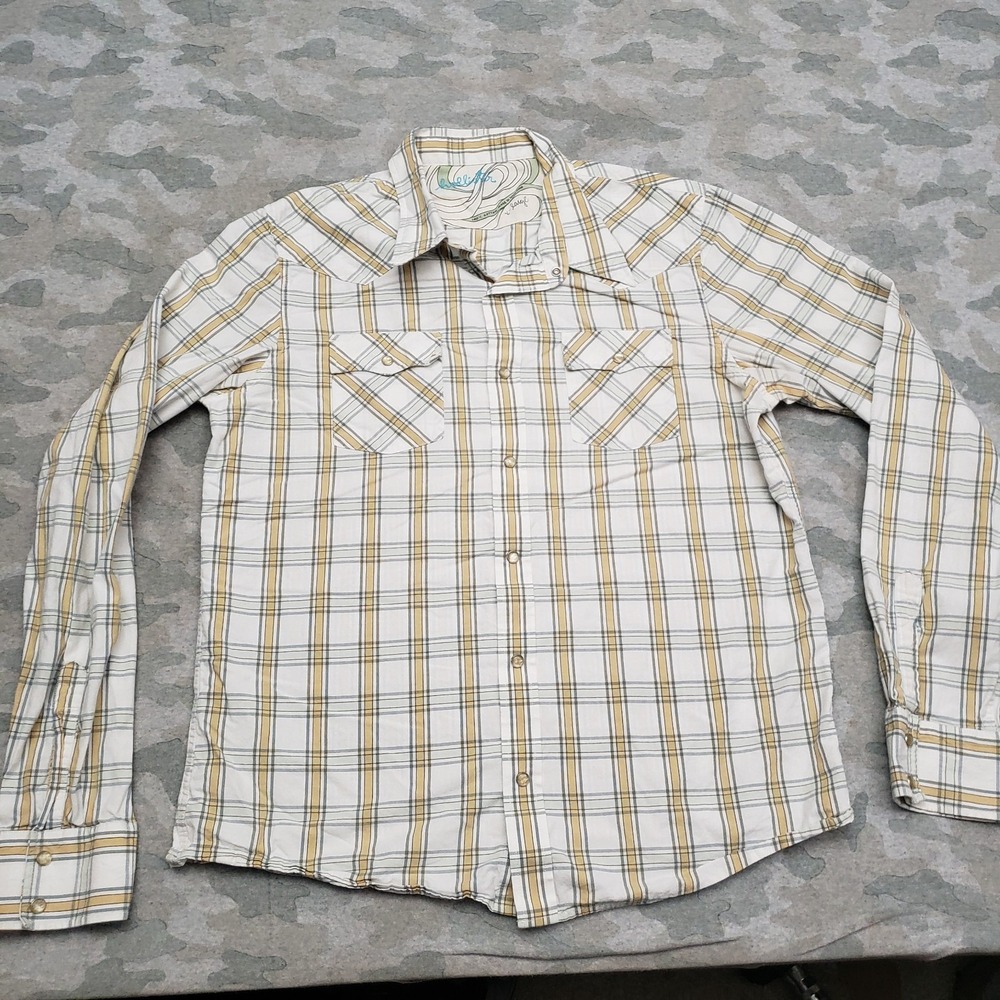 Vintage Hollister Shirt Mens XL White Plaid‎ Pockets Long Sleeve Button Y2k